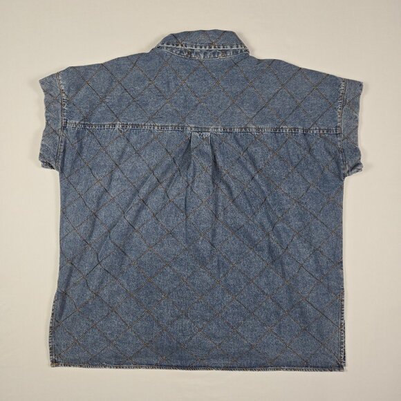 Entro Quilted Denim Button Up Shirt Women’s Western Vintage Vibe Casual S - Picture 4 of 12